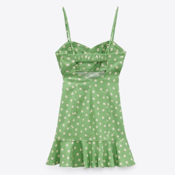 BLOGGERS FAV ZARA POLKA DOT PRINT LINEN BLEND SUMMER DRESS size S - Picture 6 of 11